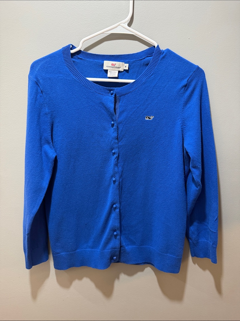 Vineyard Vines Women's Bright Blue Crewneck Button Cardigan